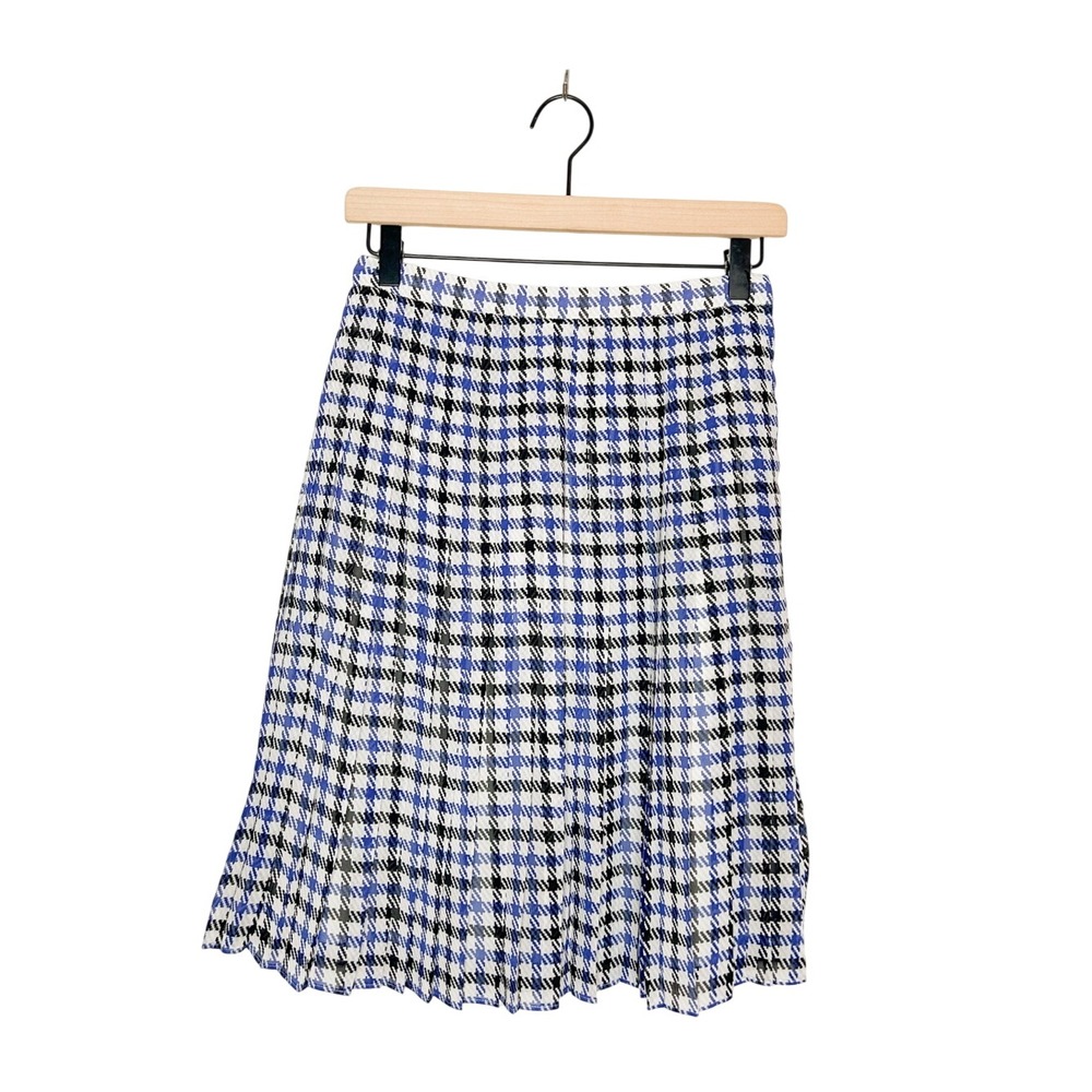 Ann Taylor Womens Houndstooth Plaid Pleated A line Skirt Petite 00P